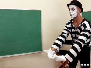girl sucking mime teacher's cock