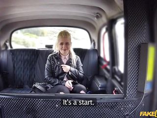 russian blonde pays taxi fare with her throat