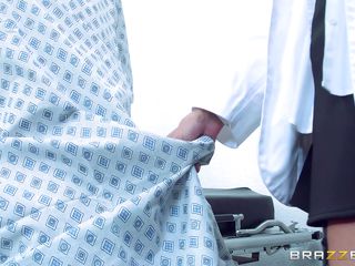 busty doctor blowing the patient's dick