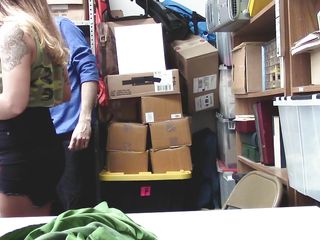 shoplifting babe jerks a cock